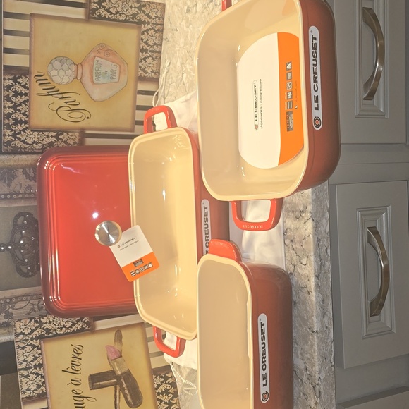 NWOT, Never Used  Le Creuset 4 Piece Set - Cerise Color - Picture 3 of 16